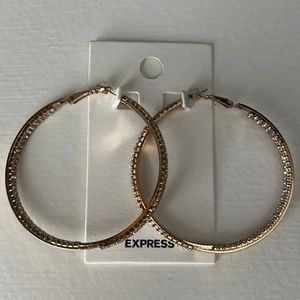 Gold Rhinestone Hoop Earrings